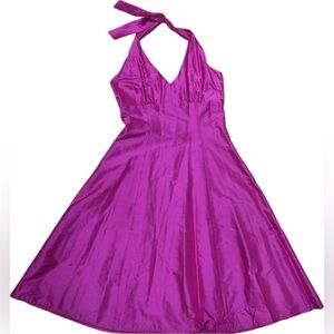 Pam Chorley Fashion Crimes hot pink silk Y2K halter dress. Size M